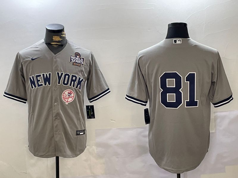 Men New York Yankees #81 No Name Grey Game 2024 Nike MLB Jersey style 10275